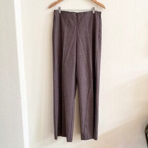 Mango MNG Brown Houndstooth Wide Leg Trousers Side Zip Pants Womens Large L